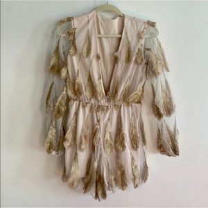 Gold Feather Romper